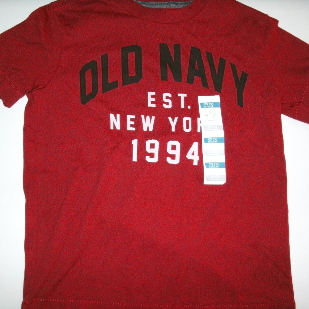 Old Navy Boys T-Shirt Go-Dry Short Sleeve Active Maroon Black XS 5 New